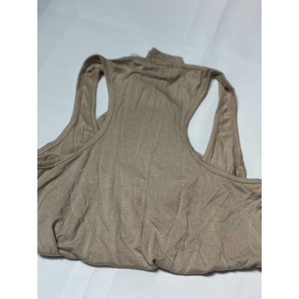 Pretty Little Things Bodysuit Slinky Scoop Neck Thong Taupe Natural NWT Size 4